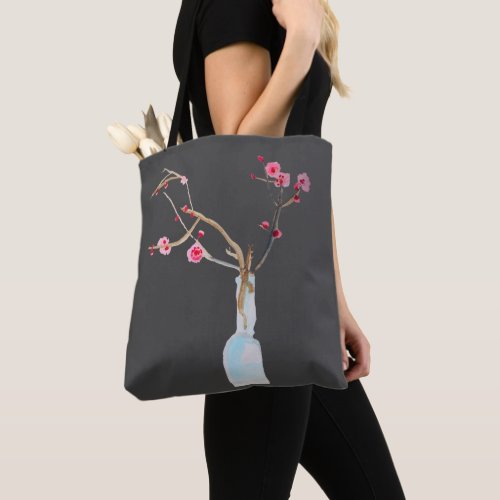 Watercolor sakura pink cherry blossom tote bag