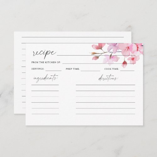 Watercolor Sakura _ recipe card