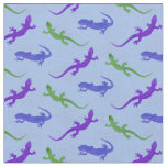 Watercolor Salamander in Blue and Green Fabric