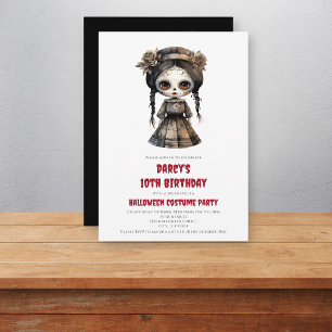 watercolor sally doll spooktacular birthday invitation