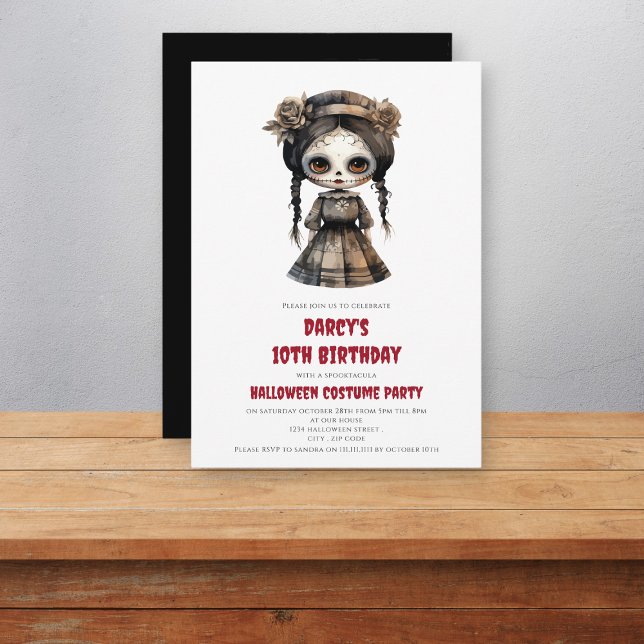 watercolor sally doll spooktacular birthday  invitation (Creator Uploaded)