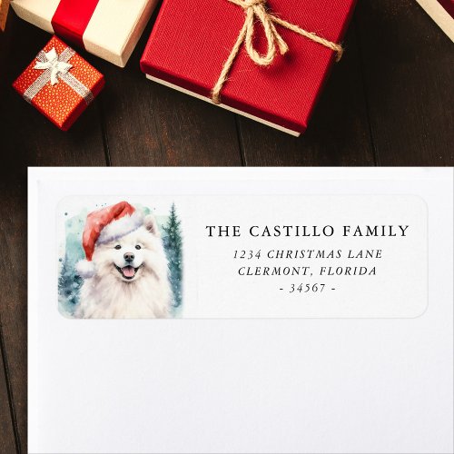 Watercolor Samoyed Christmas Return Address Label