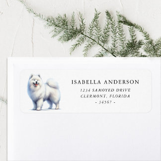 Watercolor Samoyed Dog Label