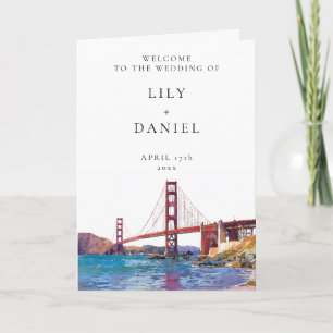 Watercolor San Francisco Elegant Wedding Program