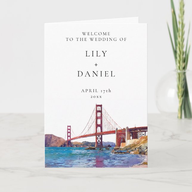 Watercolor San Francisco Elegant Wedding Program (Front)