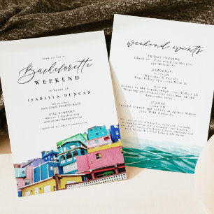 Watercolor San Juan Puerto Rico Skyline Tropical Invitation