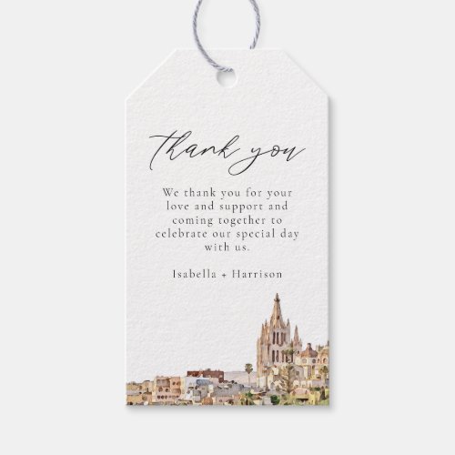 Watercolor San Miguel Mexico Skyline Thank You Gift Tags