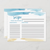 Watercolor Sand and Sea Bridal Shower Recipe Cards (Front/Back)