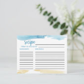 Watercolor Sand and Sea Bridal Shower Recipe Cards (Standing Front)
