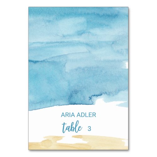 Watercolor Sand and Sea Escort Place Cards