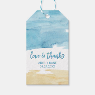 Watercolor Sand and Sea "Love & Thanks" Gift Tags