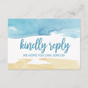 Watercolor Sand and Sea Wedding Website RSVP Invitation