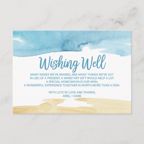 Watercolor Sand and Sea Wedding Wishing Well Enclosure Card