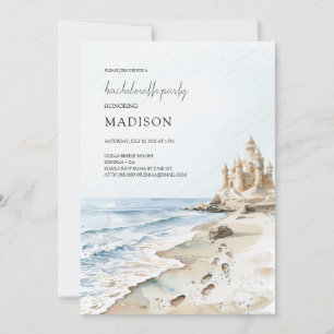 Watercolor Sand Castle Beach Bachelorette Party Invitation