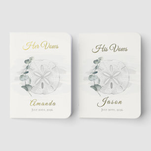 Watercolor Sand Dollar Beach Wedding Foil Vows Vow Books