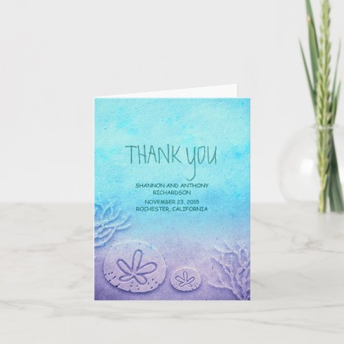 watercolor sand dollar beach wedding thank you