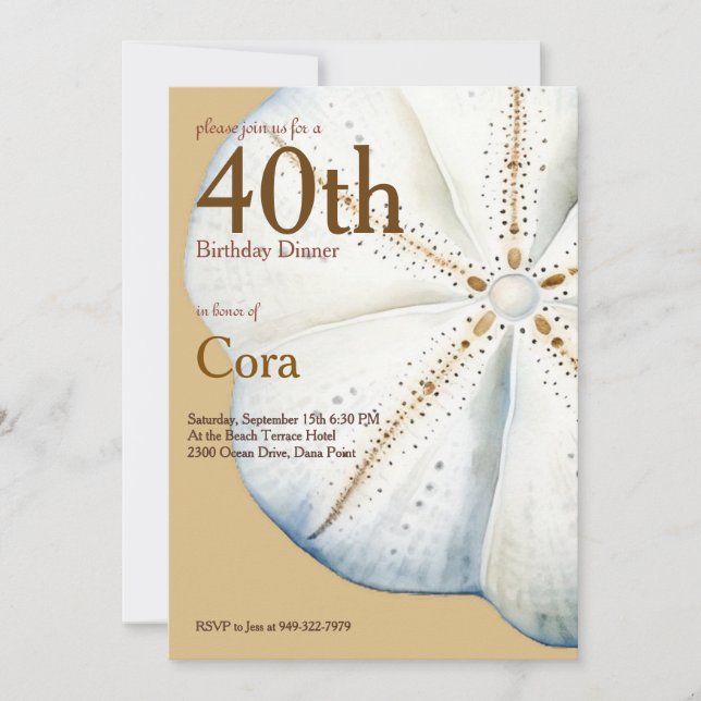 Watercolor Sand Dollar Birthday Invitation (Front)