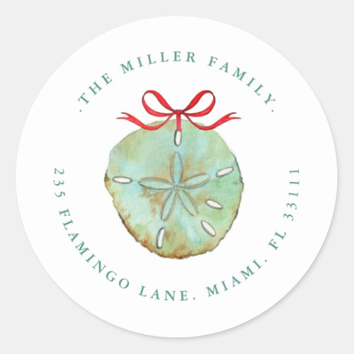 Watercolor Sand dollar Holiday Address seal