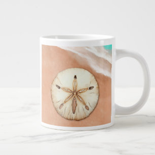 Watercolor Sand Dollar on the Beach Giant Coffee Mug