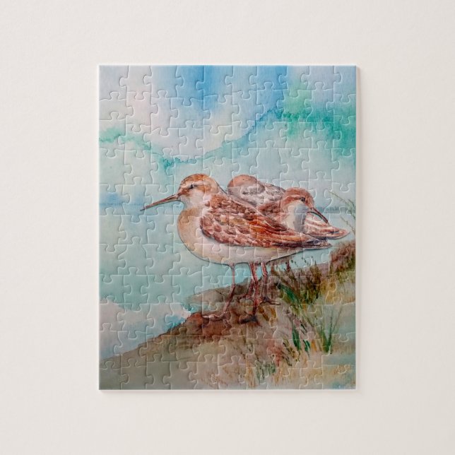 Watercolor Sandpiper Shore Bird Jigsaw Puzzle (Vertical)
