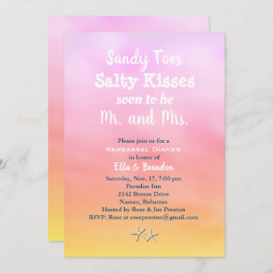 Watercolor Sandy Toes Rehearsal Dinner sunset Invitation