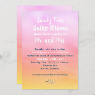 Watercolor Sandy Toes Wedding Invite sunset