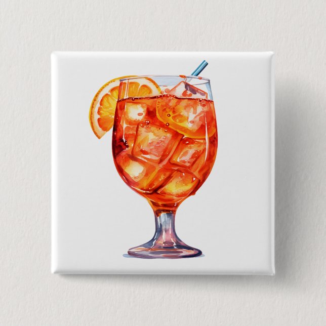Watercolor Sangria Cocktail Drink Button (Front)