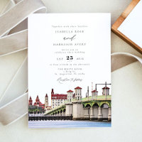 Watercolor Sant Augustine Florida Skyline Wedding