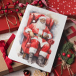 Watercolor Santa African American Holiday Card<br><div class="desc">This design was created though digital art. It may be personalized in the area provided by changing the photo and/or text. Or it can be customized by choosing the click to customize further option and delete or change the color the background, add text, change the text color or style, or...</div>