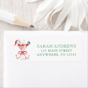 Watercolor Santa Christmas Cocktail Party Address Label