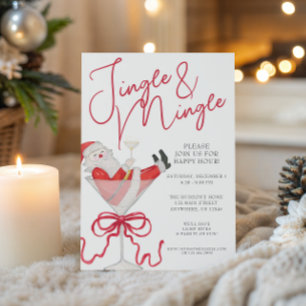 Watercolor Santa Christmas Cocktail Party Invitation
