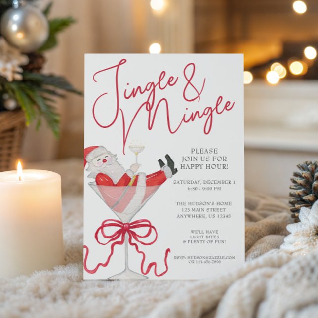Watercolor Santa Christmas Cocktail Party Invitation (Creator Uploaded)