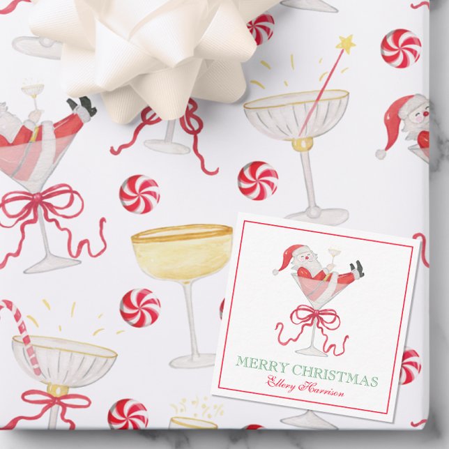 Watercolor Santa Christmas Cocktail Party Note Card (Creator Uploaded)