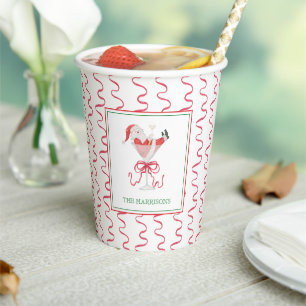 Watercolor Santa Christmas Cocktail Party Paper Cups