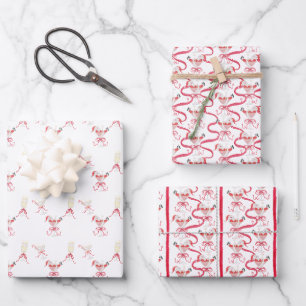 Watercolor Santa Christmas Cocktail Party Wrapping Paper Sheets