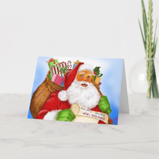 Watercolor Santa Claus Christmas Card (Front)