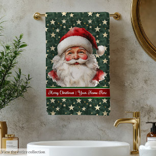 Watercolor Santa Claus Custom Bath Towel Set