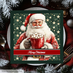Watercolor Santa Claus Custom Text Napkins