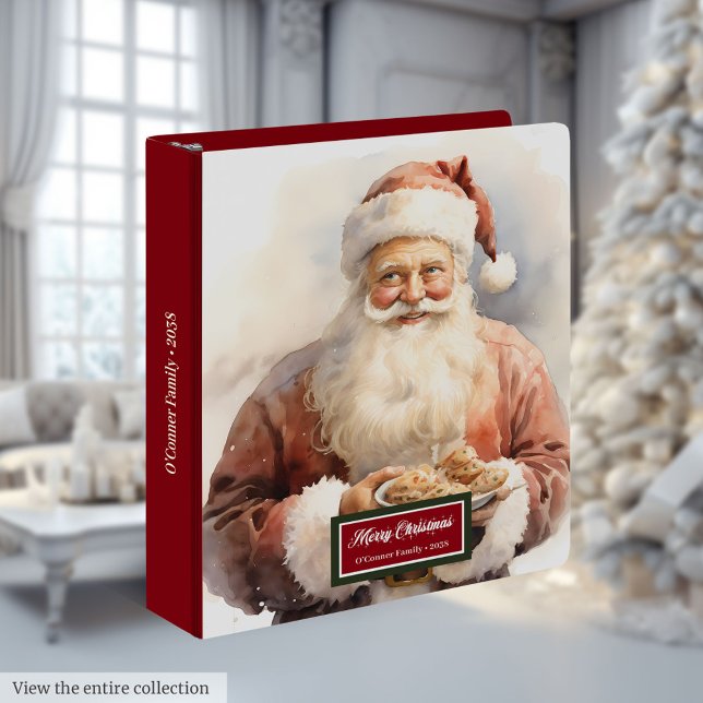 Watercolor Santa Claus Festive Holiday Ring Binder (Watercolor Santa Claus Festive Holiday Ring Binder)