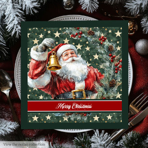 Watercolor Santa Claus Monogram Party Napkins