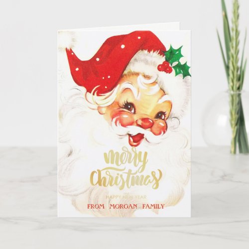 Watercolor Santa Claus Red  Holiday Card