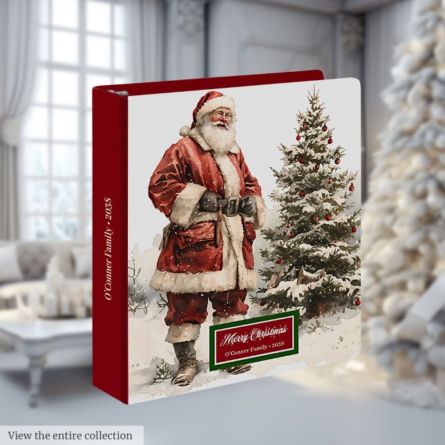 Watercolor Santa Claus Ring Binder Custom Name Art (Watercolor Santa Claus Ring Binder Custom Name Art)