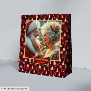 Watercolor Santa Claus Vintage Holiday Gift Bag