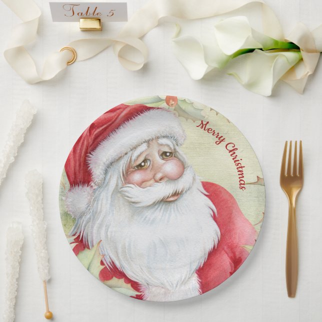 Watercolor Santa Clause Paper Plates (Wedding)