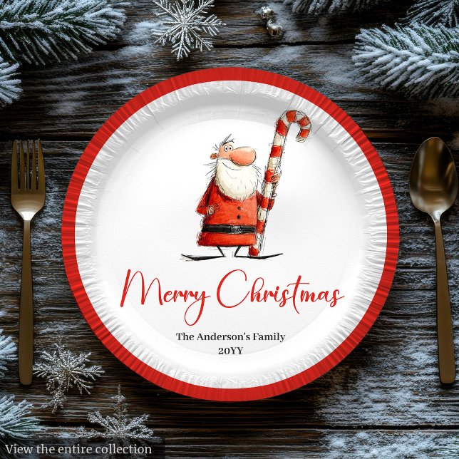 Watercolor Santa Funny Joyful Holiday Tableware Paper Plates (Watercolor Santa Funny Joyful Holiday Tableware

)