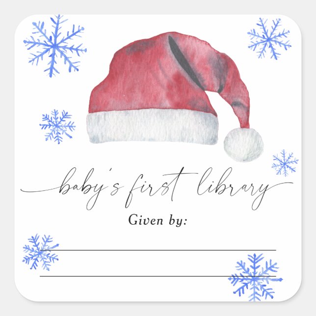 Watercolor santa hat - Baby Shower bookplate (Front)
