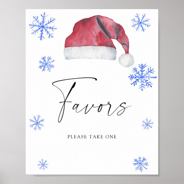 Watercolor santa hat red - Favors Poster (Front)