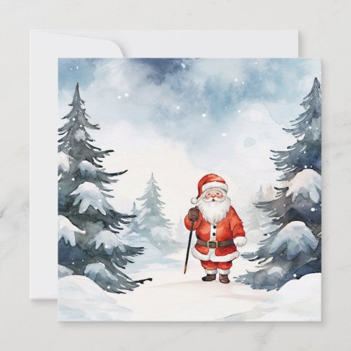 Watercolor Santa Holiday Card