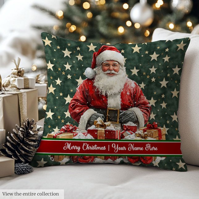 Watercolor Santa Holiday Throw Couch Pillow (Watercolor Santa Holiday Throw Couch Pillow)