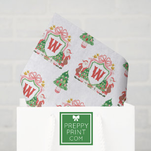 Watercolor Santa Monogram Crest Christmas Tissue Paper